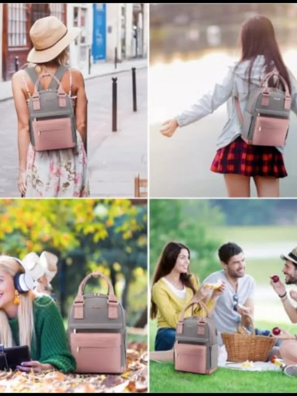 LOVEVOOK Mini Backpack Waterproof Nylon USB Port Small Bookbag for College